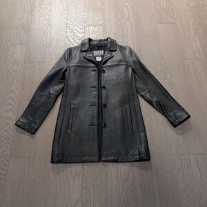 Roots leather coat